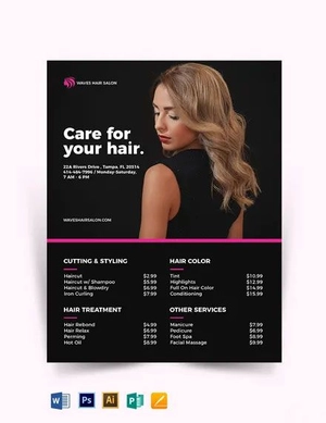 Hair Salon Price List Template