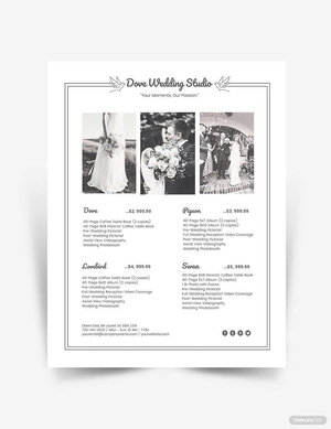 Photography Studio Price List Template