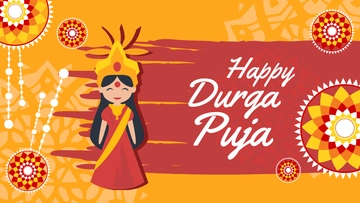 Free Durga Puja Banner Background Template to Edit Online