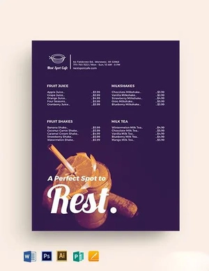 Drinks Price List Template