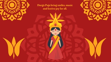 Free Durga Puja Cartoon Background Template to Edit Online