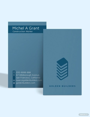 Construction Worker Business Card Template