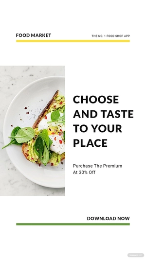 Food Market App Promotion Whatsapp Post Template
