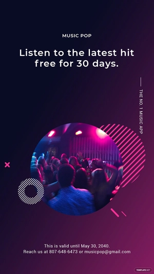 Modern Music App Promotion Whatsapp Post Template