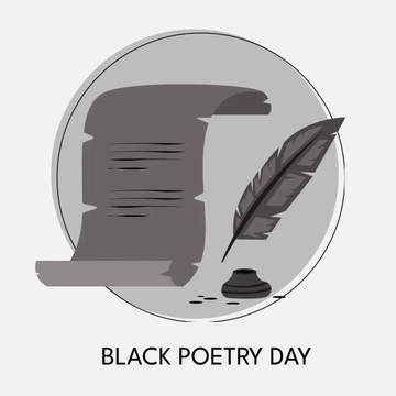 Free Black Poetry Day Clipart Template to Edit Online