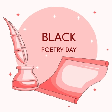 Free Black Poetry Day Cartoon Clipart Template to Edit Online