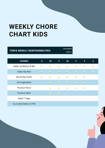 Free Weekly Chore Chart Kids Template to Edit Online