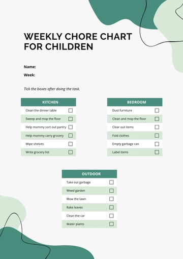 Free Weekly Chore Chart For Children Template to Edit Online