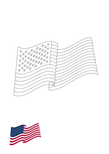 Free Flowing American Flag Coloring Page Template to Edit Online