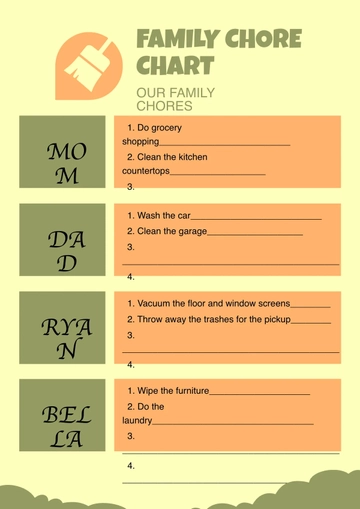 Free Family Chore Chart Template to Edit Online