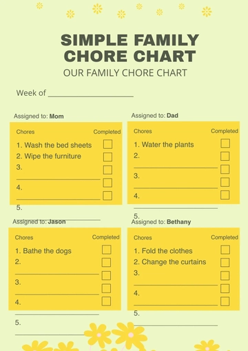 Free Simple Family Chore Chart Template to Edit Online