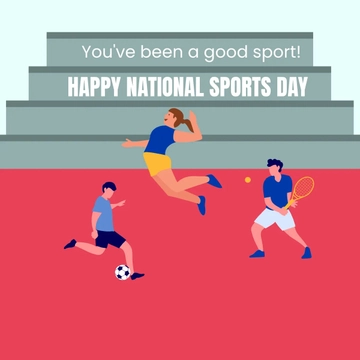 Free National Sports Day Greeting Card Vector Template to Edit Online