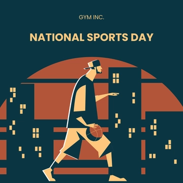 Free National Sports Day Cartoon Clipart Template to Edit Online