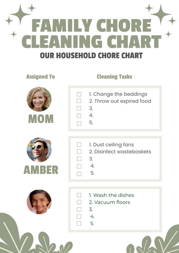 Free Family Chore Cleaning Chart Template to Edit Online