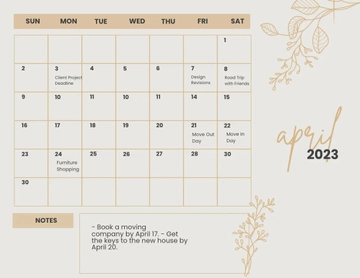 Free Floral April 2023 Calendar Template to Edit Online