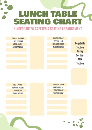 Free Lunch Table Seating Chart Template to Edit Online