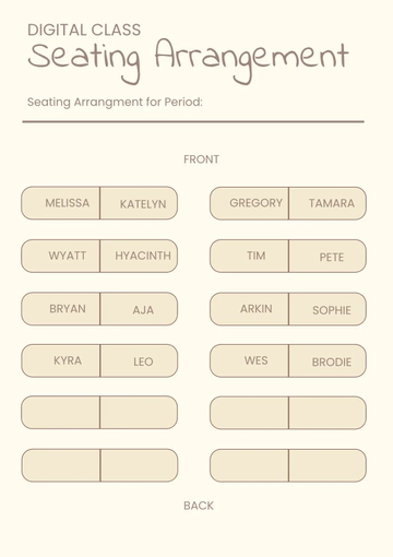 Free Digital Class Seating Chart Template to Edit Online