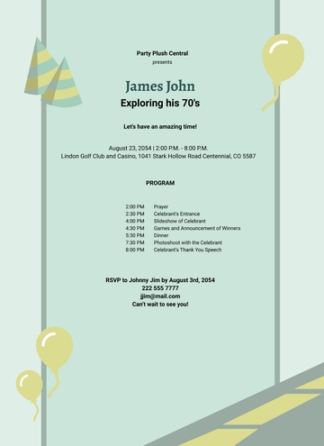 Free 70th Birthday Program Template to Edit Online