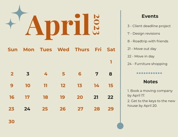 Free Simple April 2023 Calendar Template to Edit Online