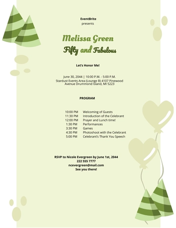 Free 50th Birthdays Program Template to Edit Online
