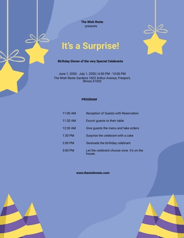Free Birthday Dinner Program Template to Edit Online