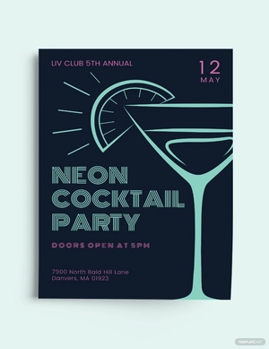 Neon Cocktail Party Flyer Template