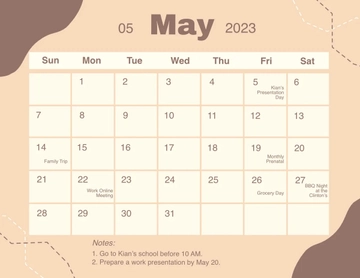 Free Simple May 2023 Calendar Template to Edit Online