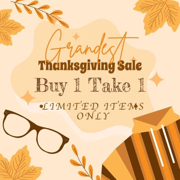 Free Thanksgiving Day Promotion Clipart Template to Edit Online