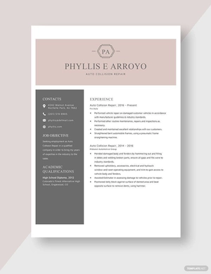 Auto Collision Repair Resume