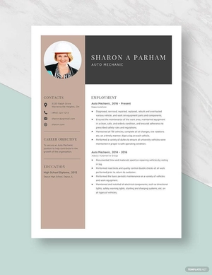 Auto Mechanic Resume