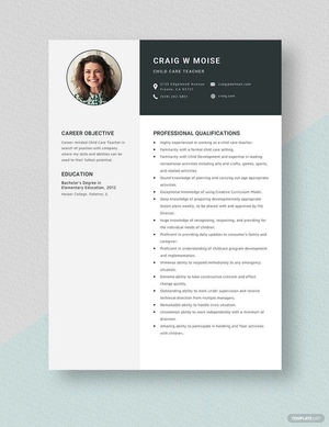 Child Care Teacher Resume