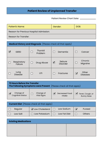 Free Patient Review Chart Template to Edit Online