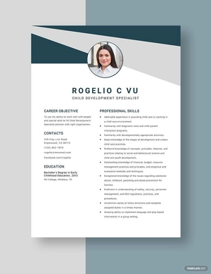 Child Development Specialist Resume