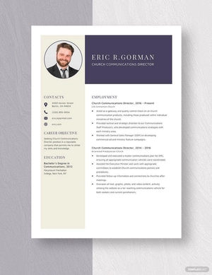 Church Communications Director Resume