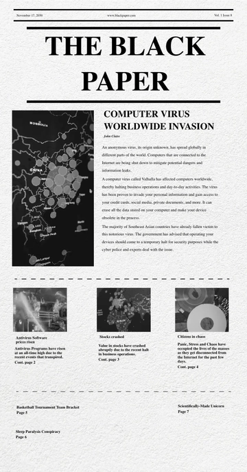 Free Black And White Newspaper Template to Edit Online