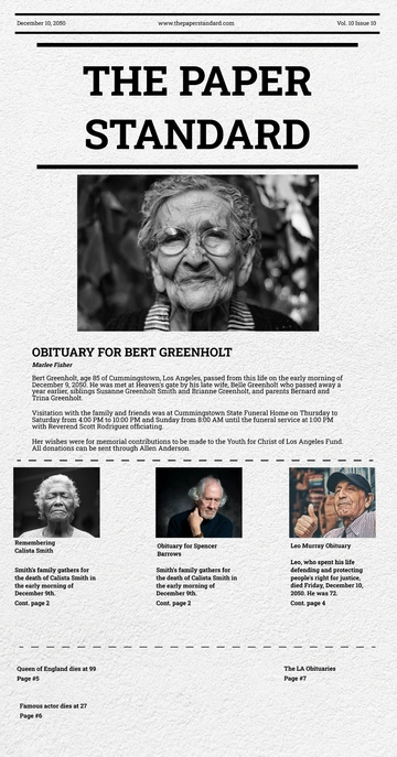 Free Old Obituary Newspaper Template to Edit Online