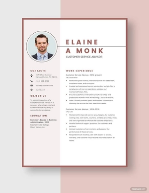Customer Service Advisor Resume