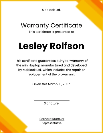 Free Product Warranty Certificate Template to Edit Online