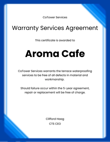 Free Waterproofing Warranty Certificate Template to Edit Online
