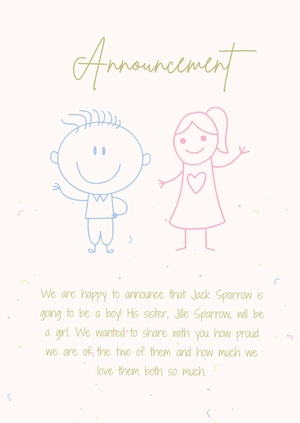 Free Baby Gender Announcement Template to Edit Online