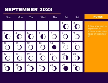 Free September 2023 Calendar With Moon Phases Template to Edit Online