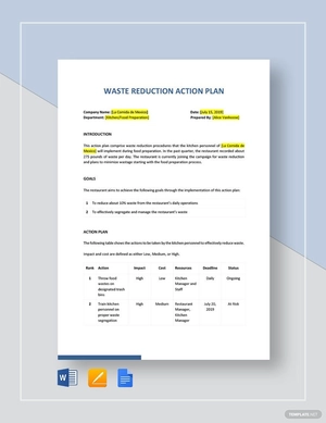 Waste Reduction Action Plan Template