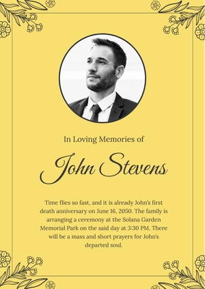 Free Death Anniversary Announcement Template to Edit Online