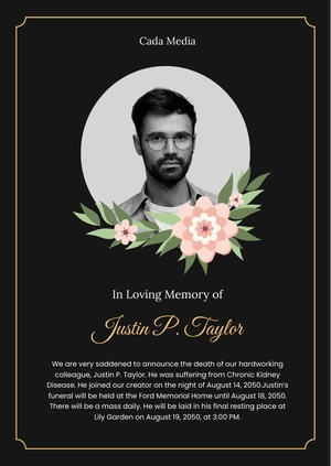Free Employee Death Announcement Template to Edit Online