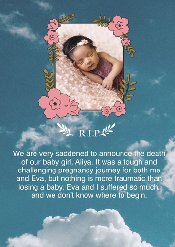 Free Baby Death Announcement Template to Edit Online