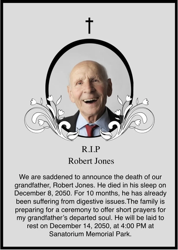 Free Bordered Death Announcement Template to Edit Online