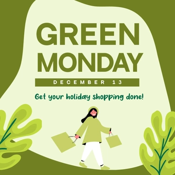 Free Green Monday Instagram Post Template to Edit Online