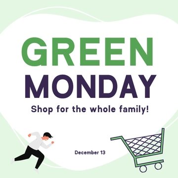 Free Green Monday FB Post Template to Edit Online