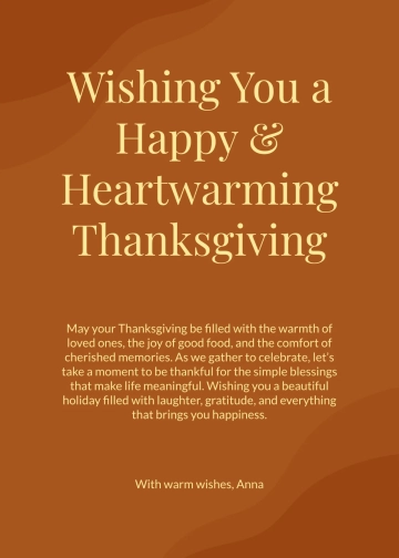 Free Thanksgiving Day Wishes Template to Edit Online
