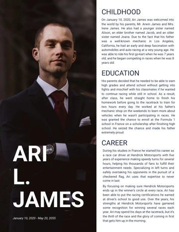 Free Simple Biography Template to Edit Online